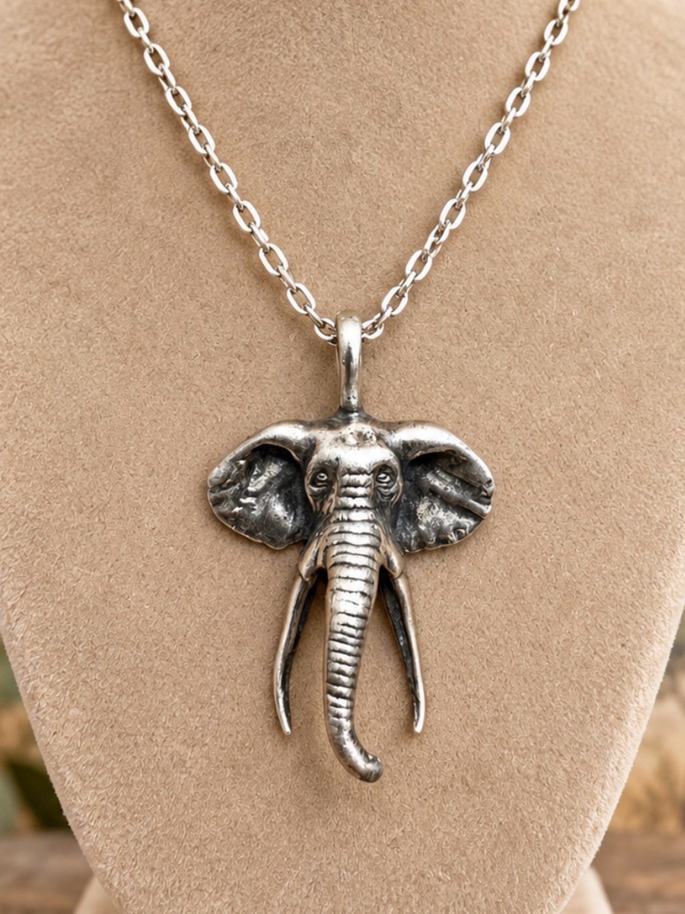 Pendant Elephant 925 Sterling Silver Necklace Detailed Good Luck Trunk